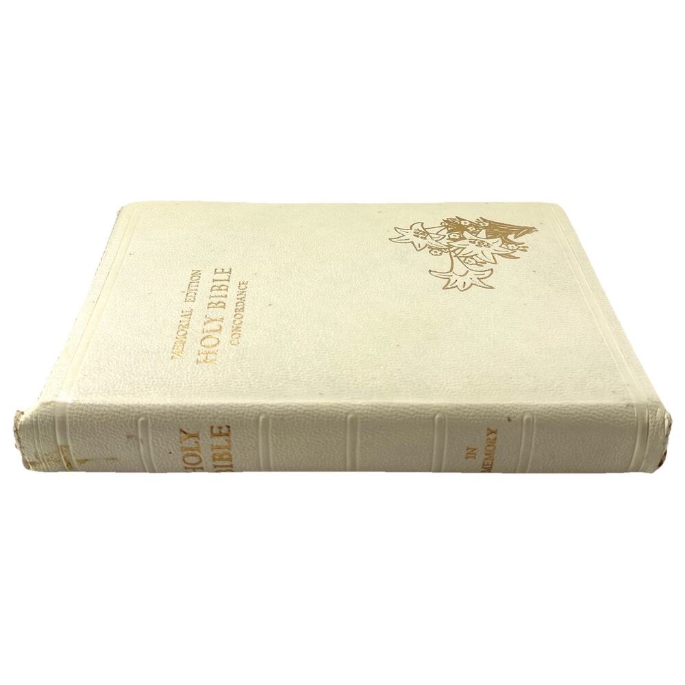 1958 Memorial Holy Bible KJV Zippered White Cover w Cross Wood Presentation Box - Picture 6 of 12